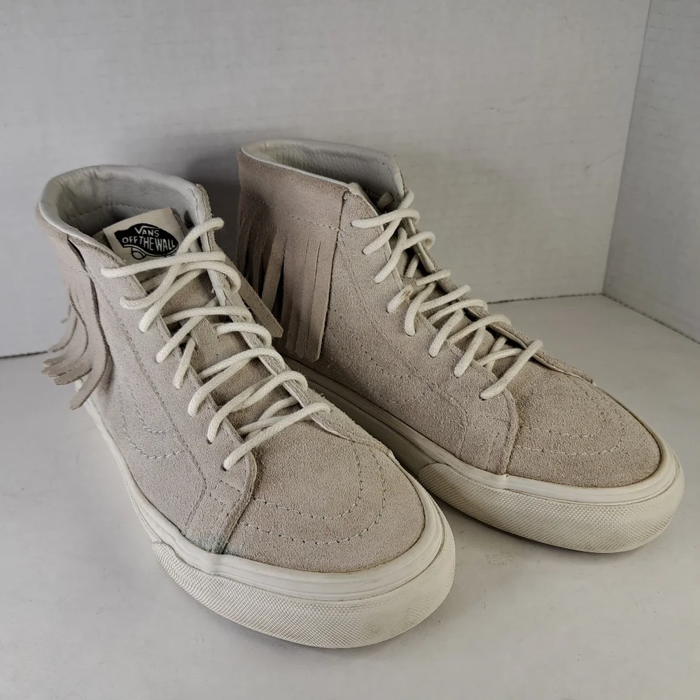 VANS Cream Colored Hi-Top w/Fringe Women's Size 5